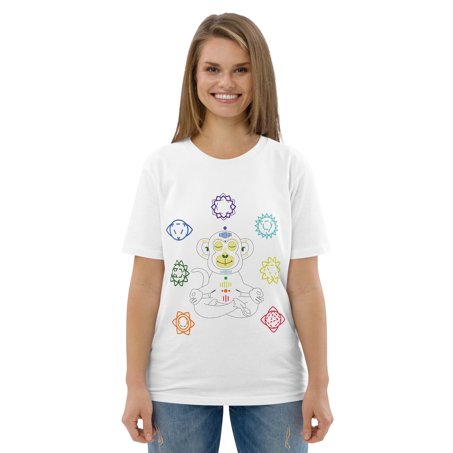 Yoga tshirt adult Monkey Chakras